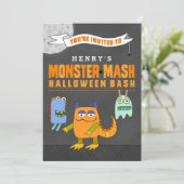 Aangepaste monster Mash Halloween Bash-uitnodiging Kaart (Staand voorkant)