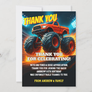 Aangepaste Monster Truck Auto's Verjaardagsfeestje Bedankkaart