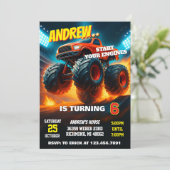 Aangepaste Monster Truck Cars Verjaardagsfeest Kaart (Staand voorkant)