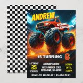 Aangepaste Monster Truck Cars Verjaardagsfeest Kaart (Voorkant / Achterkant)