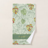 Aangepaste monstera laat Oerwoud handdoekset verla Bad Handdoek (Handdoek)