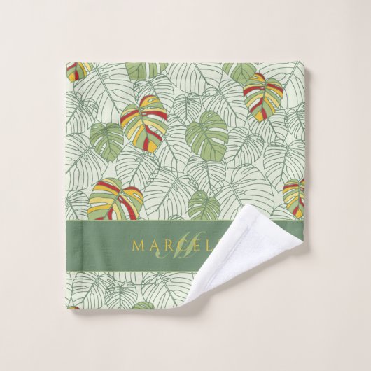 Aangepaste monstera laat Oerwoud handdoekset verla Bad Handdoek (Wasdoekje)