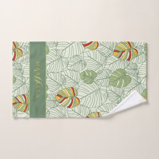 Aangepaste monstera laat Oerwoud handdoekset verla Bad Handdoek (Handdoek)
