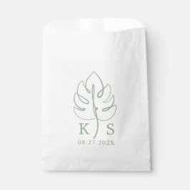 Aangepaste Monstera Monogram Bruiloft Logo Bedankzakje