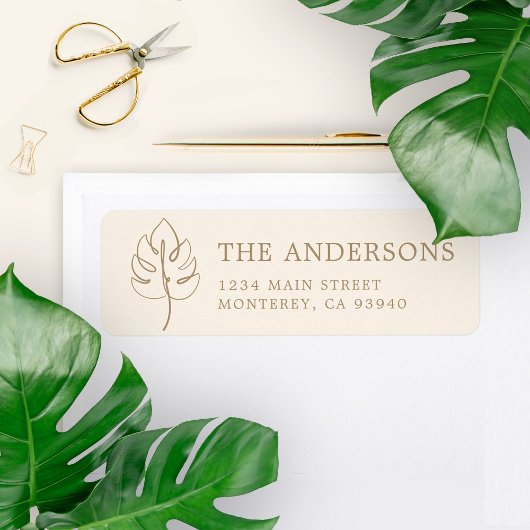 Aangepaste Monstera Monogram Bruiloft Logo Etiket