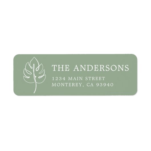 Aangepaste Monstera Monogram Bruiloft Logo Etiket (Voorkant)