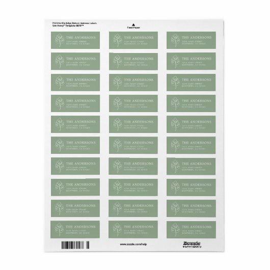 Aangepaste Monstera Monogram Bruiloft Logo Etiket (Full Sheet)