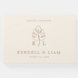 Aangepaste Monstera Monogram Bruiloft Logo Gastenboek