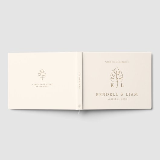Aangepaste Monstera Monogram Bruiloft Logo Gastenboek (Volledig)