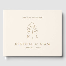 Aangepaste Monstera Monogram Bruiloft Logo Gastenboek