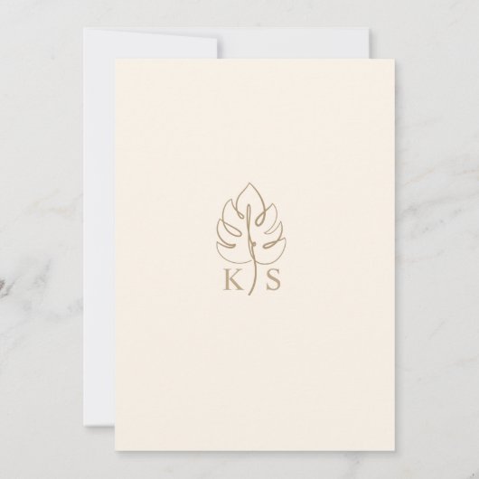 Aangepaste Monstera Monogram Bruiloft Logo Kaart (Achterkant)