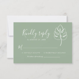 Aangepaste Monstera Monogram Bruiloft Logo RSVP Kaartje