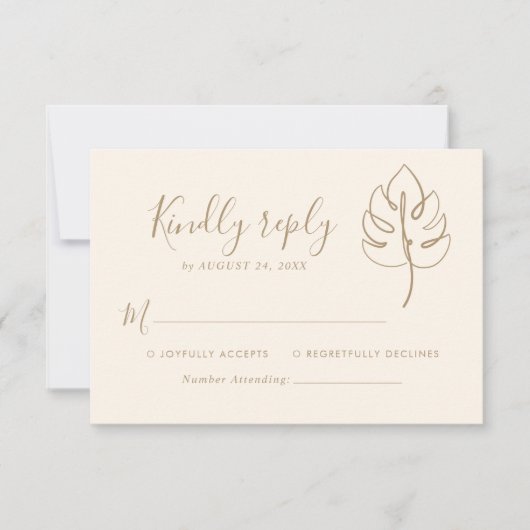 Aangepaste Monstera Monogram Bruiloft Logo RSVP Kaartje (Voorkant)