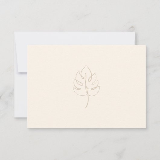 Aangepaste Monstera Monogram Bruiloft Logo RSVP Kaartje (Achterkant)