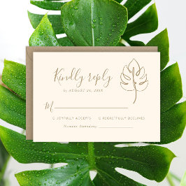 Aangepaste Monstera Monogram Bruiloft Logo RSVP Kaartje