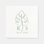 Aangepaste Monstera Monogram Bruiloft Logo Servet (Voorkant)