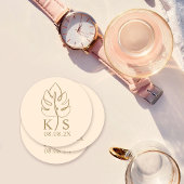 Aangepaste Monstera Monogram Sla de datum op Logo Ronde Kartonnen Onderzetter