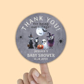Aangepaste Monsters Halloween Baby shower Dank u Ronde Sticker