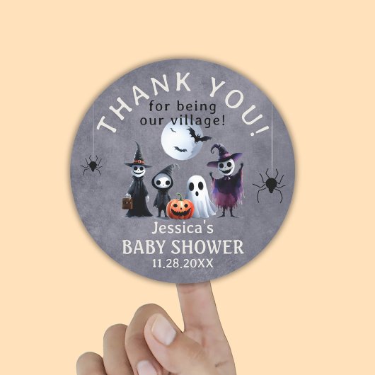 Aangepaste Monsters Halloween Baby shower Dank u Ronde Sticker