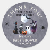 Aangepaste Monsters Halloween Baby shower Dank u Ronde Sticker (Voorkant)