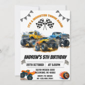 Aangepaste monstertruck auto's verjaardagsfeestje kaart (Voorkant)