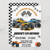 Aangepaste monstertruck auto's verjaardagsfeestje kaart (Voorkant / Achterkant)
