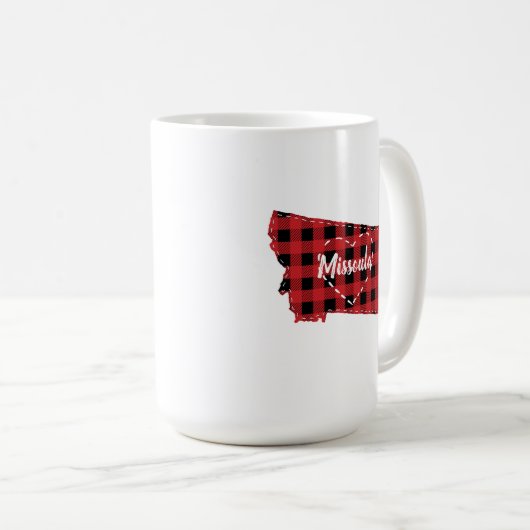 Aangepaste Montana Home State Buffel Plaid Kerstmi Koffiemok (Voorkant rechts)
