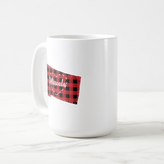 Aangepaste Montana Home State Buffel Plaid Kerstmi Koffiemok (Voorkant links)