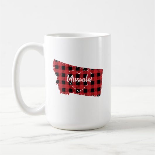 Aangepaste Montana Home State Buffel Plaid Kerstmi Koffiemok (Links)