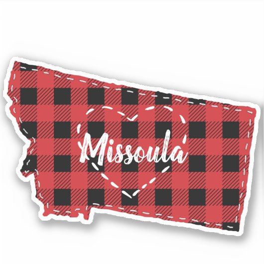 Aangepaste Montana Home State Buffel Plaid Kerstmi Sticker (Voorkant)