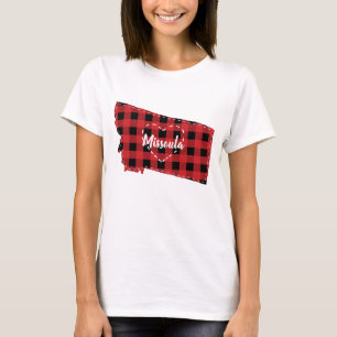 Aangepaste Montana Home State Buffel Plaid Kerstmi T-shirt
