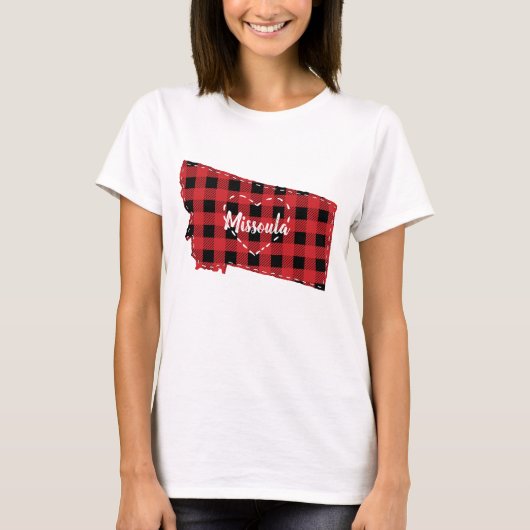 Aangepaste Montana Home State Buffel Plaid Kerstmi T-shirt (Voorkant)