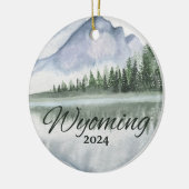 Aangepaste Montana Waterverf Mountain Lake Trees Keramisch Ornament (Links)