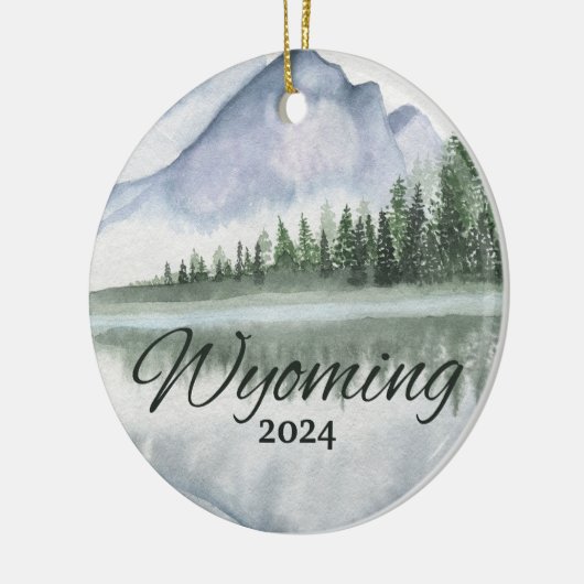 Aangepaste Montana Waterverf Mountain Lake Trees Keramisch Ornament (Links)