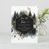 Aangepaste mooie betoverde bos bruiloft save the date (Staand voorkant)