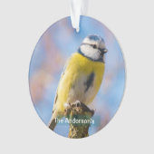 Aangepaste Mooie Blauwe Gele Vogel Foto Gepersonal Ornament (voorkant)