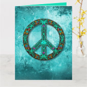 Aangepaste mooie Blauwgroen roze groen Vredesbord Kaart (Gele Bloem)