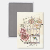 Aangepaste mooie bloem Vogelkooi Beige kraftpapier Magneet (Voorkant / Achterkant)