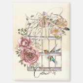 Aangepaste mooie bloem Vogelkooi Beige kraftpapier Magneet (Voorkant)