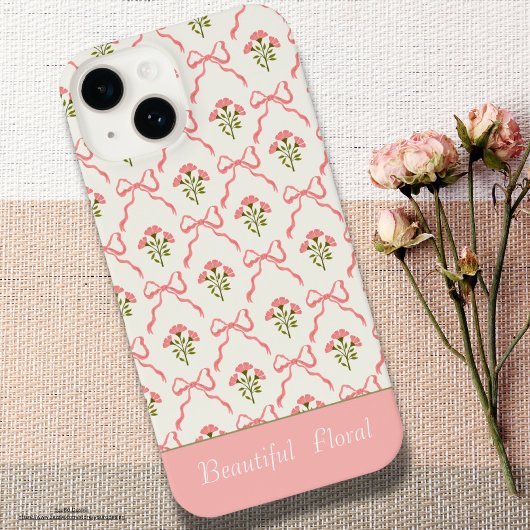 Aangepaste mooie bloemen Roze achtergrond modern iPhone Hoesje