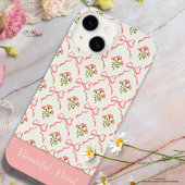 Aangepaste mooie bloemen Roze achtergrond modern iPhone Hoesje