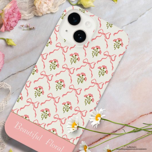Aangepaste mooie bloemen Roze achtergrond modern iPhone Hoesje