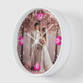 Aangepaste mooie bruiloft thema ronde wandklok (Hoek)
