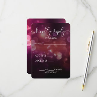 Aangepaste mooie donkerroze glitters Bokeh bruilof RSVP Kaartje