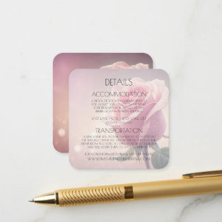 Aangepaste Mooie Enkele Roze Roos Details Informatiekaartje