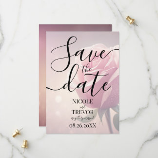 Aangepaste Mooie Enkele Roze Roos Huwelijk Save The Date