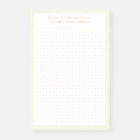 Aangepaste Mooie Groene Stip Raster Huwelijksplan Post-it® Notes (Voorkant)