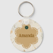 Aangepaste mooie handgemaakte achtergrond bloemen sleutelhanger (Voorkant)