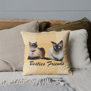 Aangepaste Mooie Huisdier Siamese Kat Foto Beige G Kussen