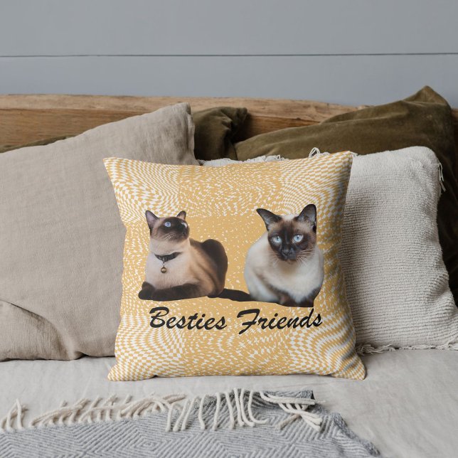 Aangepaste Mooie Huisdier Siamese Kat Foto Beige G Kussen (Creator heeft geüpload)